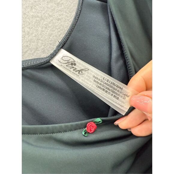 Pink By Frankies Bikinis Womens Green Rose Marlow One Piece Backless Swimsuit La - Picture 5 of 8